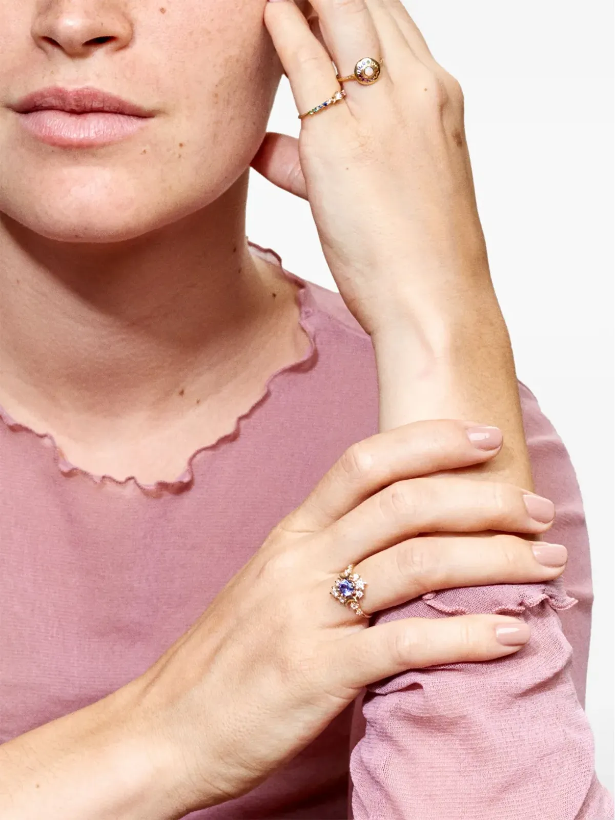 SOFIA ZAKIA 14kt イエローゴールド ワンダリング・コスモス タンザナイトとダイヤモンド リング - 画像2