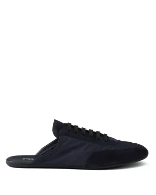 Prada Collapse Re-Nylon suede mules - Blue - サムネイル1