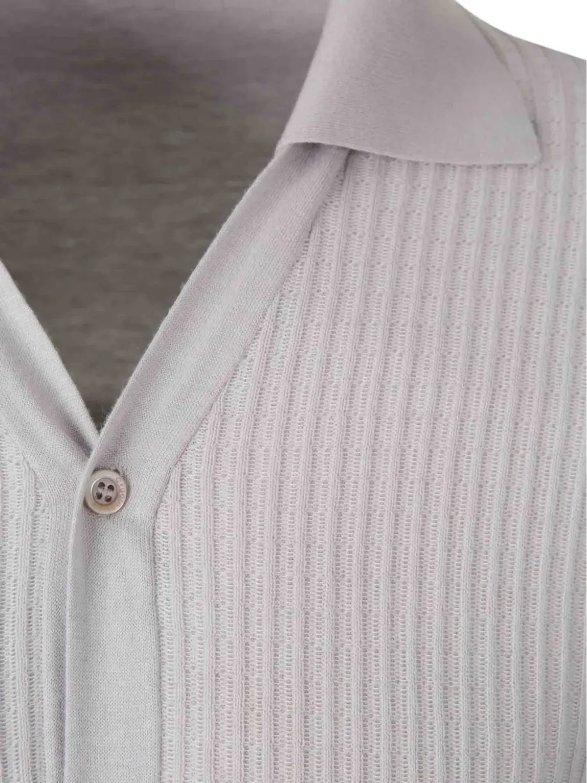 Cruciani ribbed polo cardigan - Grey - 画像3