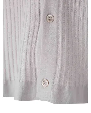 Cruciani ribbed polo cardigan - Grey - サムネイル4