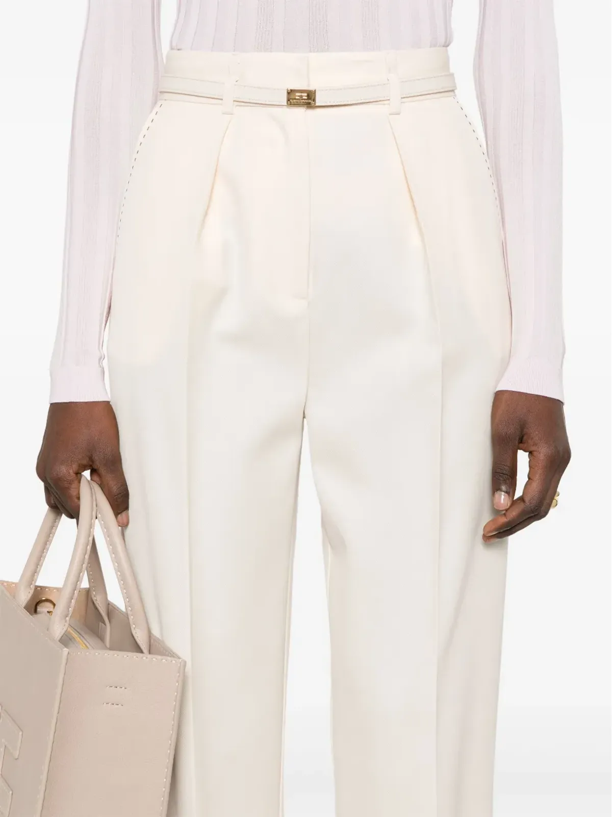 Elisabetta Franchi ウールパンツ - ベージュ - 画像5