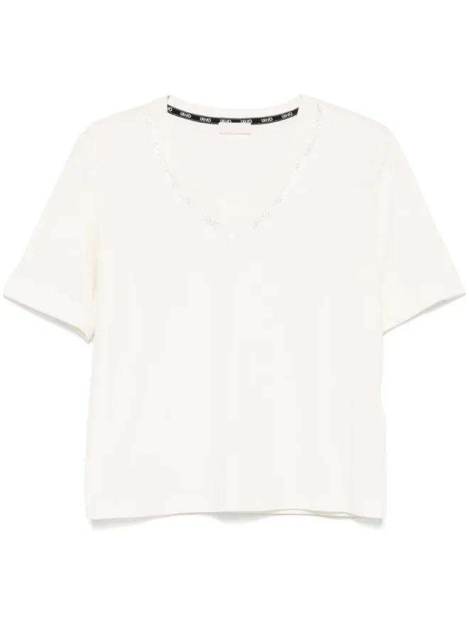 LIU JO LIU JO クリスタルロゴ Tシャツ - ホワイトの商品画像