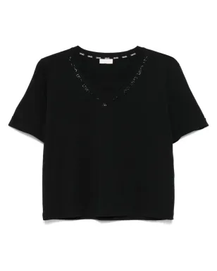 LIU JO クリスタルエンブリッシュ ロゴ Tシャツ - サムネイル1