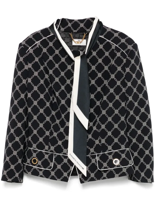 Elisabetta Franchi Elisabetta Franchi プリント柄クレープジャケット - ブラックの商品画像