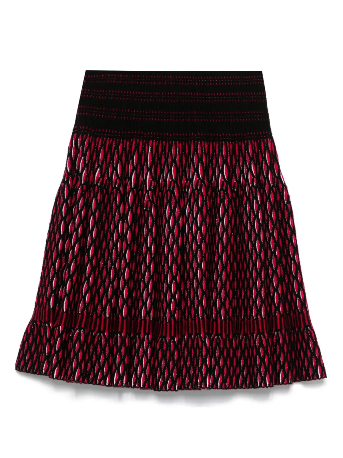 Alaïa Pre-Owned 2000年代 フルジャカード ミニスカート レッド - 画像2