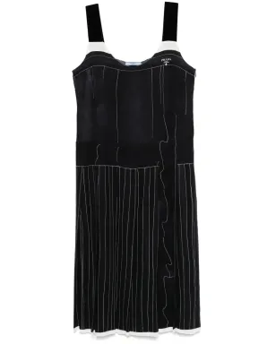 Prada ビンテージ 2000年代 ストライプ ミディドレス - ブラック - サムネイル1