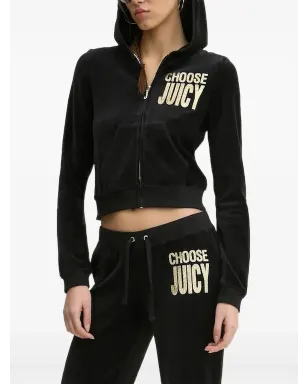 Juicy Couture フード付きベロア ジップアップ トップス - サムネイル1