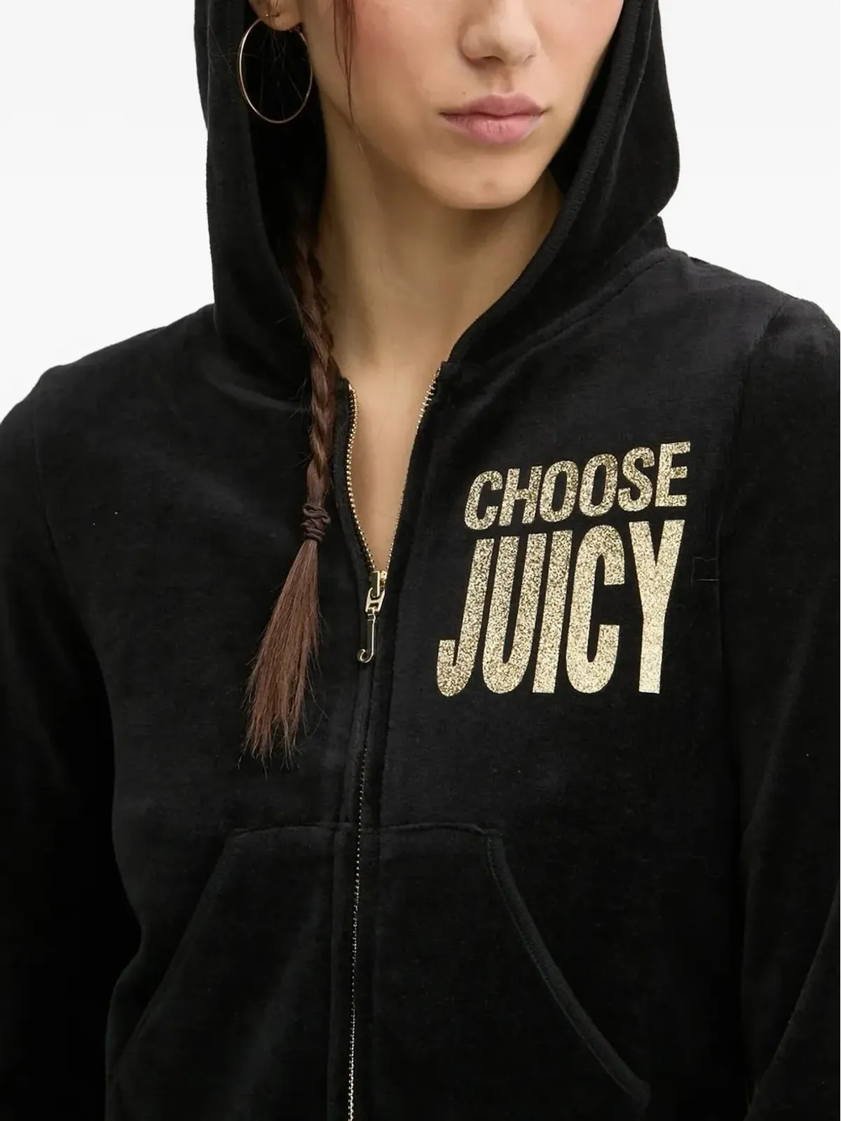 Juicy Couture フード付きベロア ジップアップ トップス - 画像3
