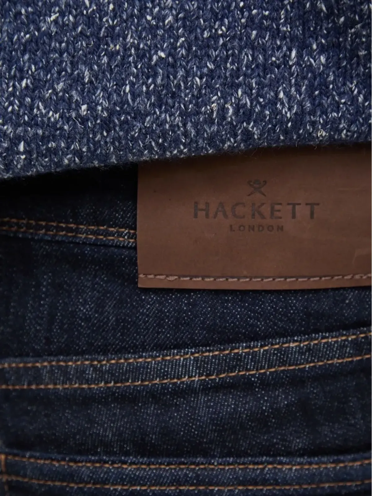 Hackett レザーパッチデニムジーンズ ブルー - 画像3