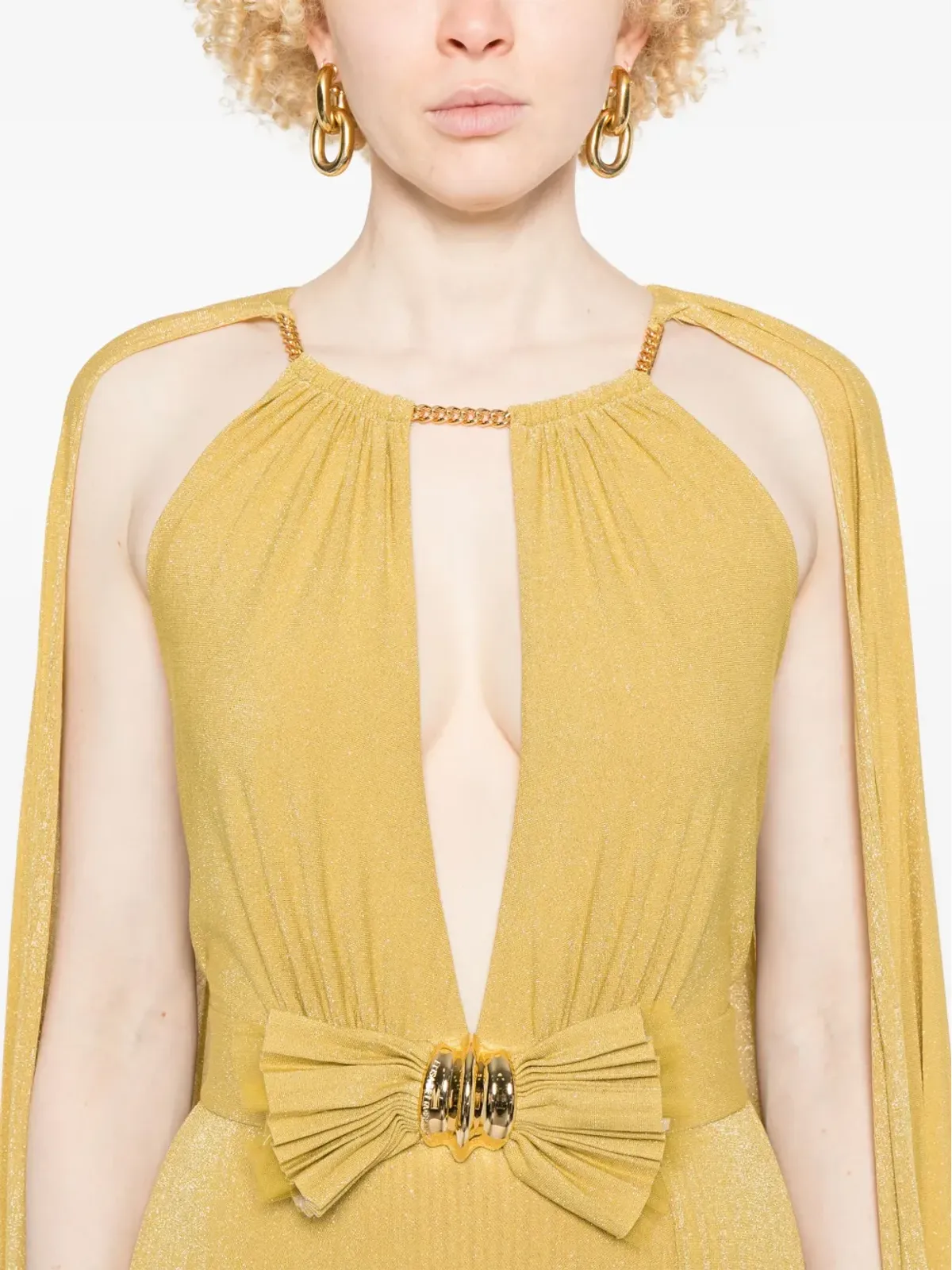 Elisabetta Franchi ルレックスジャージー マキシドレス - ゴールド - 画像5