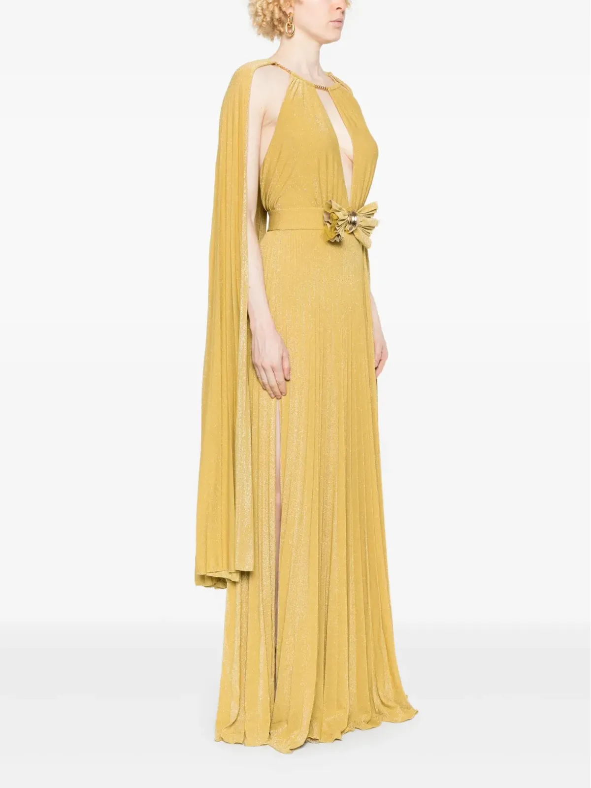 Elisabetta Franchi ルレックスジャージー マキシドレス - ゴールド - 画像3