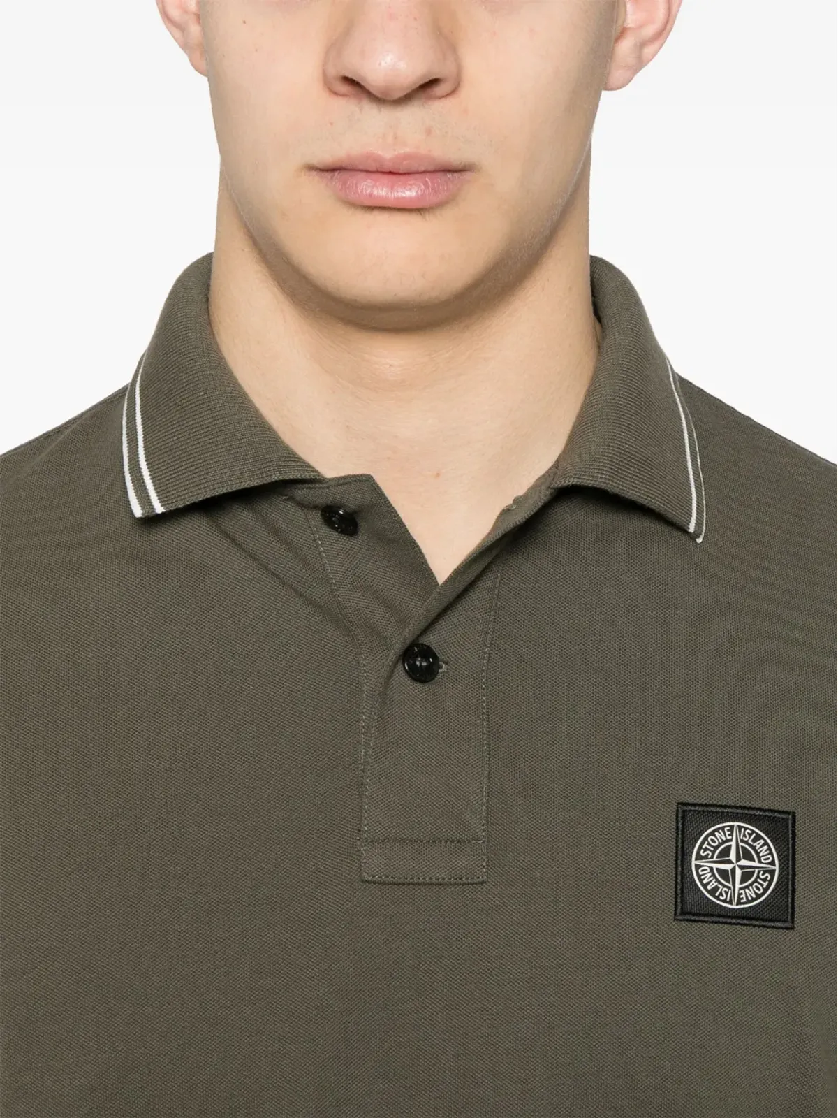 Stone Island ピケ ポロシャツ - グリーン - 画像4