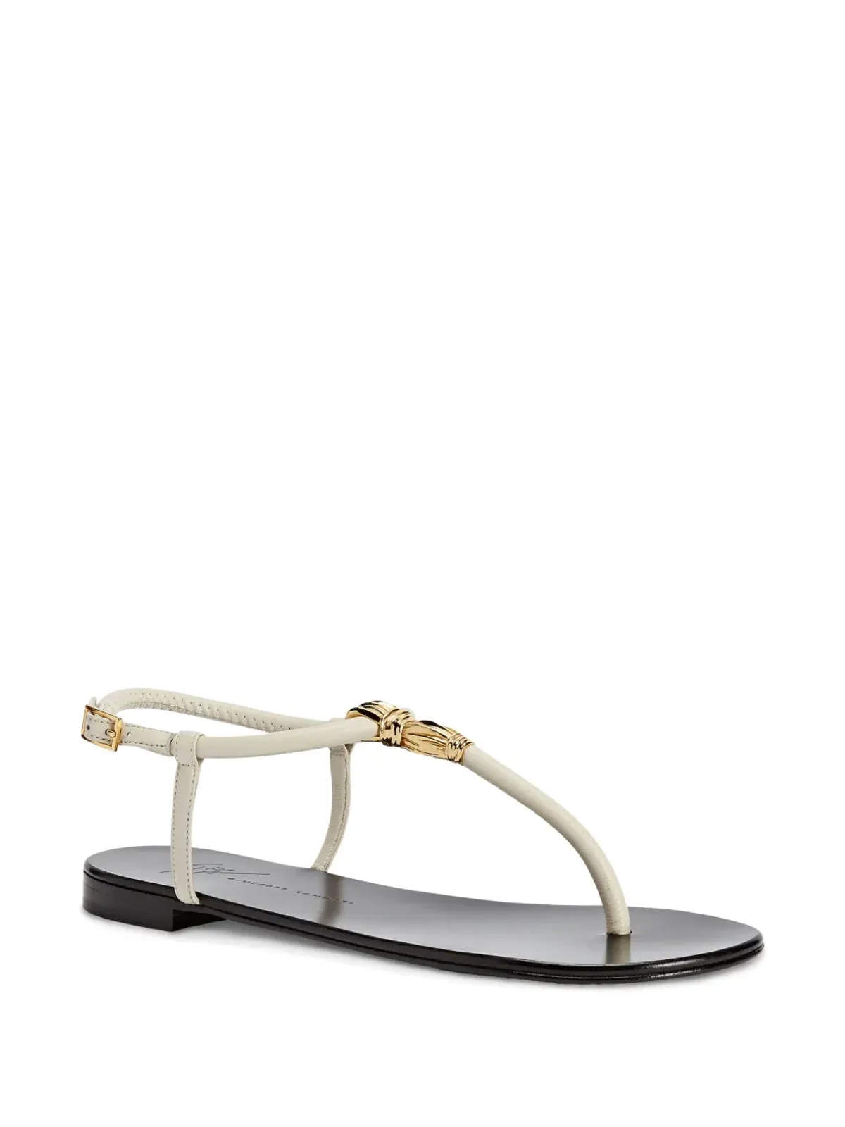 Giuseppe Zanotti タイストラップ フラットレザーサンダル - ホワイト - 画像2