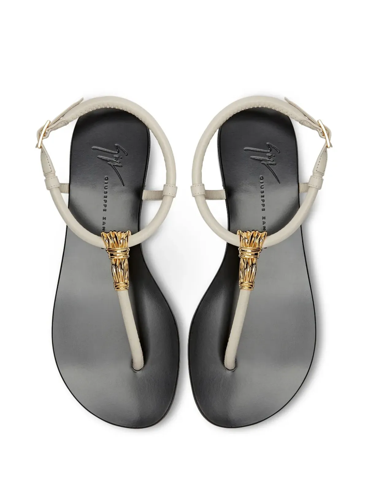 Giuseppe Zanotti タイストラップ フラットレザーサンダル - ホワイト - 画像3