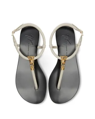 Giuseppe Zanotti タイストラップ フラットレザーサンダル - ホワイト - サムネイル3