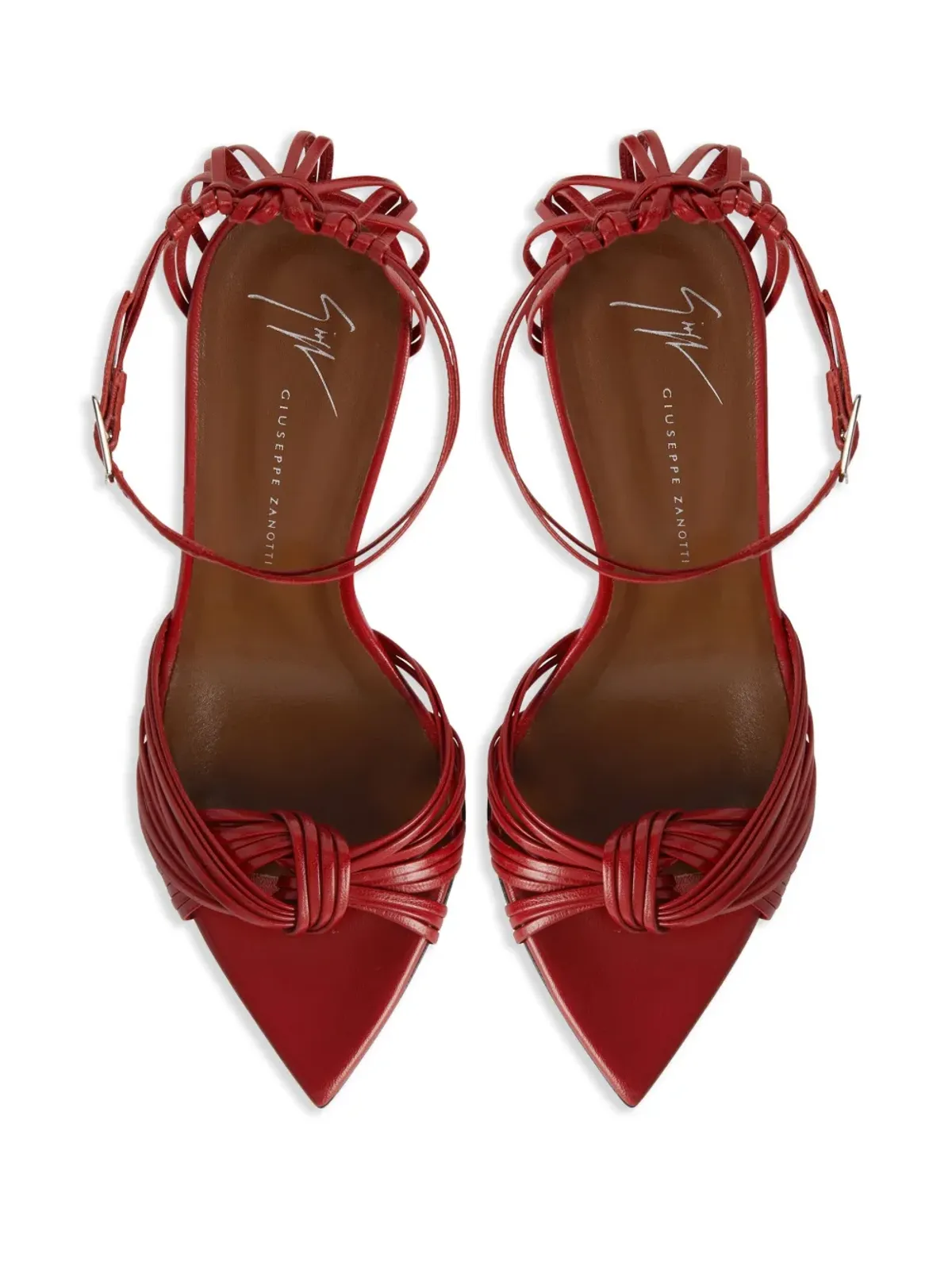 Giuseppe Zanotti 105mm インティリゴ ノット サンダル - レッド - 画像4