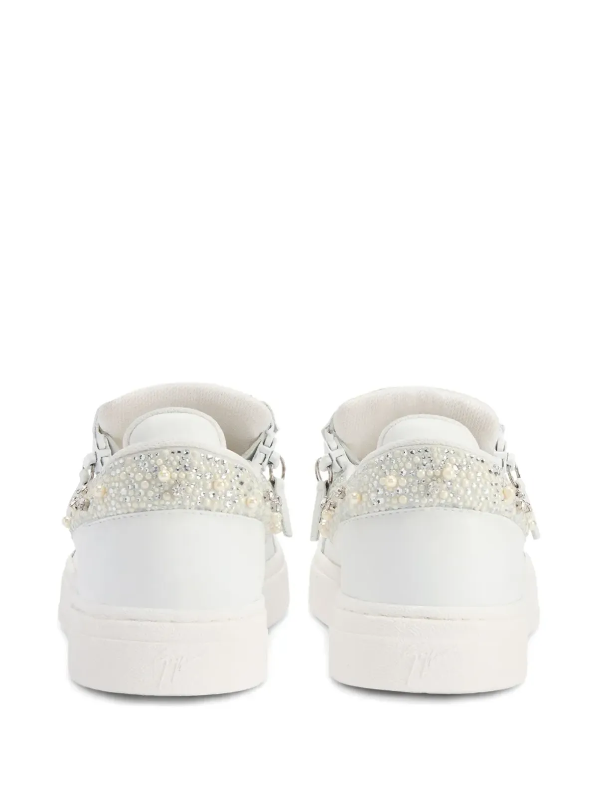 Giuseppe Zanotti Frankie クリスタルを散りばめた ダブルジップ ローカット スニーカー - ホワイト - 画像3