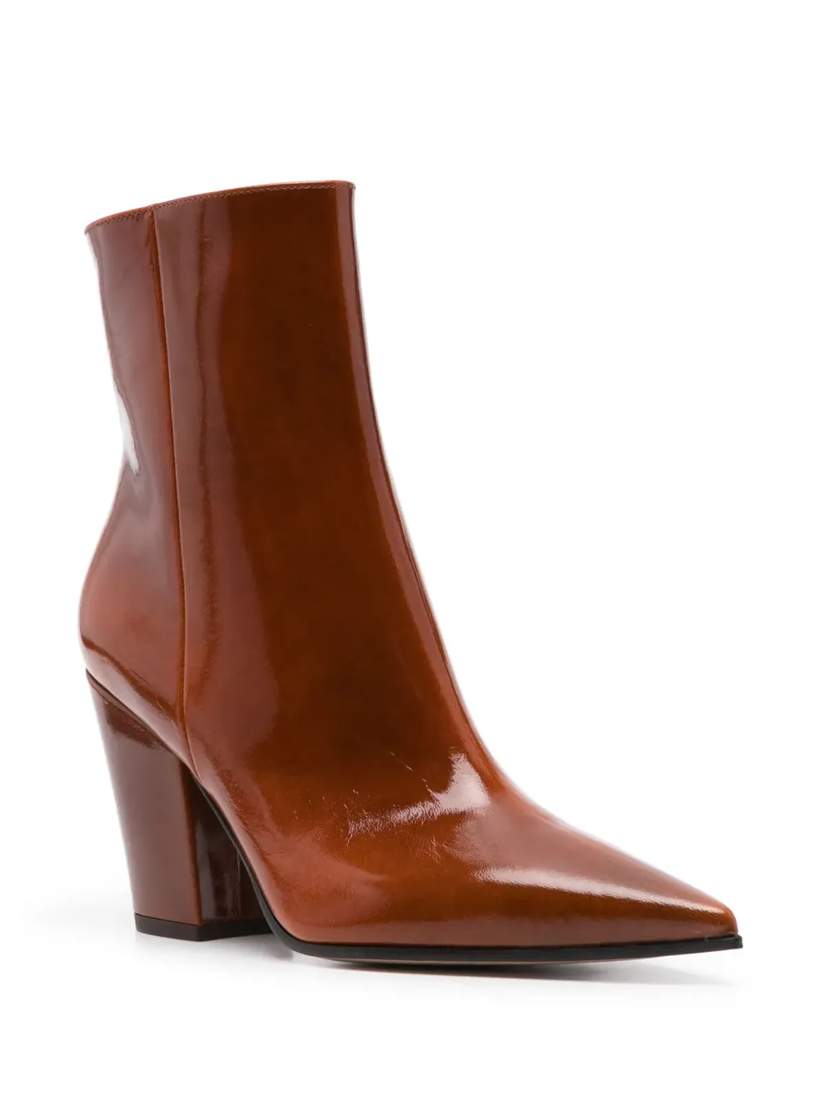 Gianvito Rossi 90mmパテントアンクルブーツ - ブラウン - 画像2