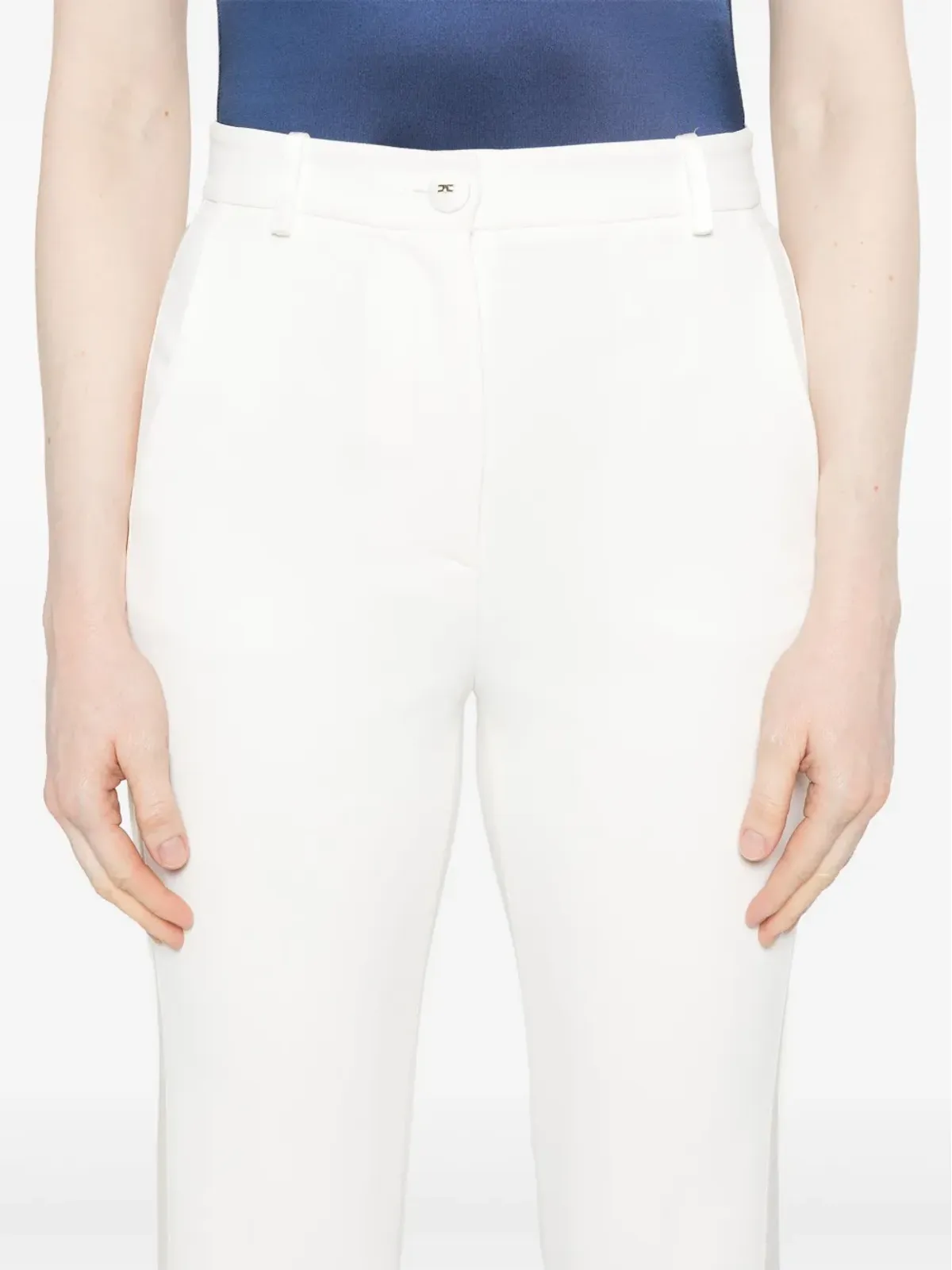 Elisabetta Franchi サテンバンド付きクレープパンツ - 画像5