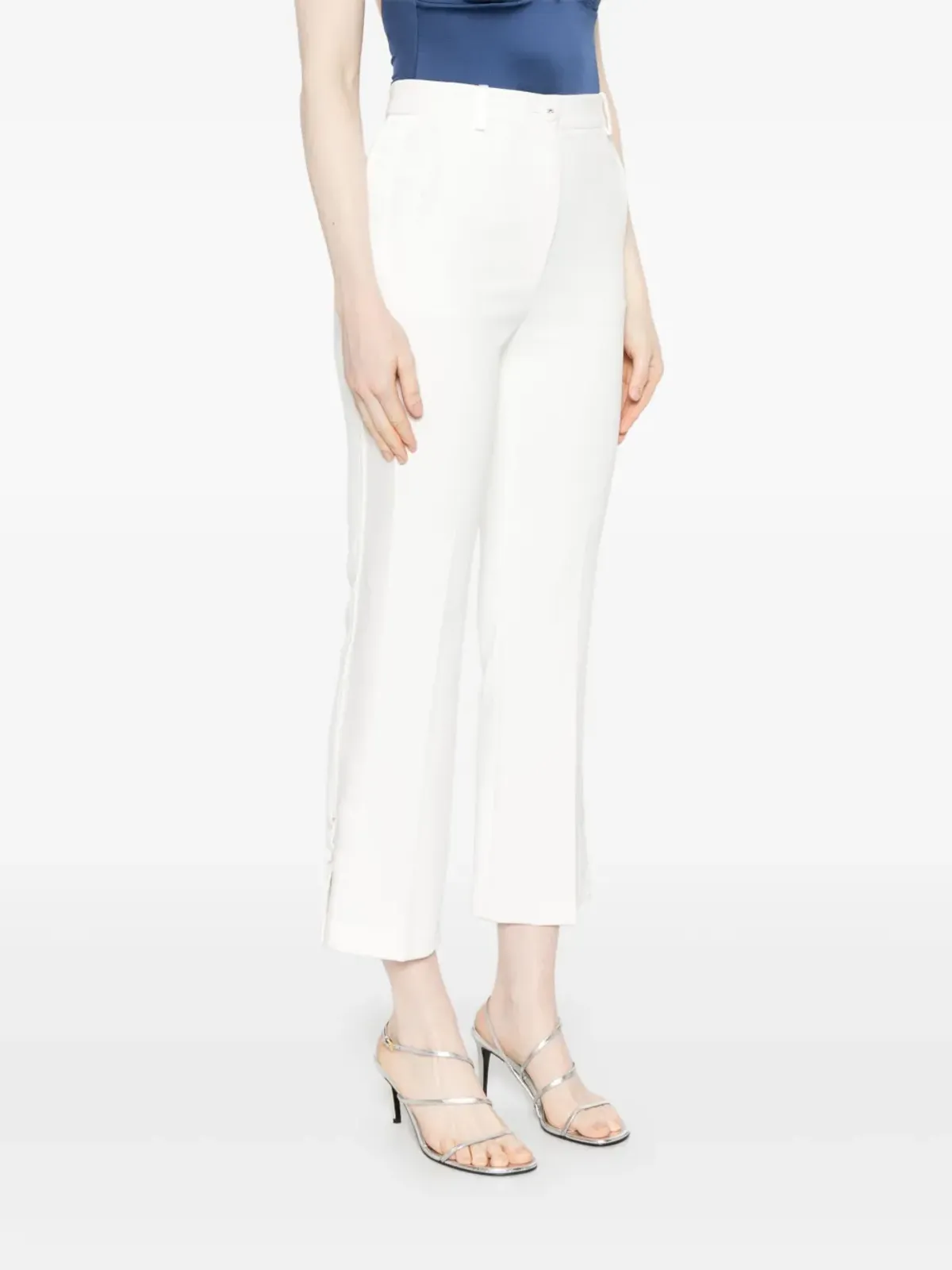 Elisabetta Franchi サテンバンド付きクレープパンツ - 画像3