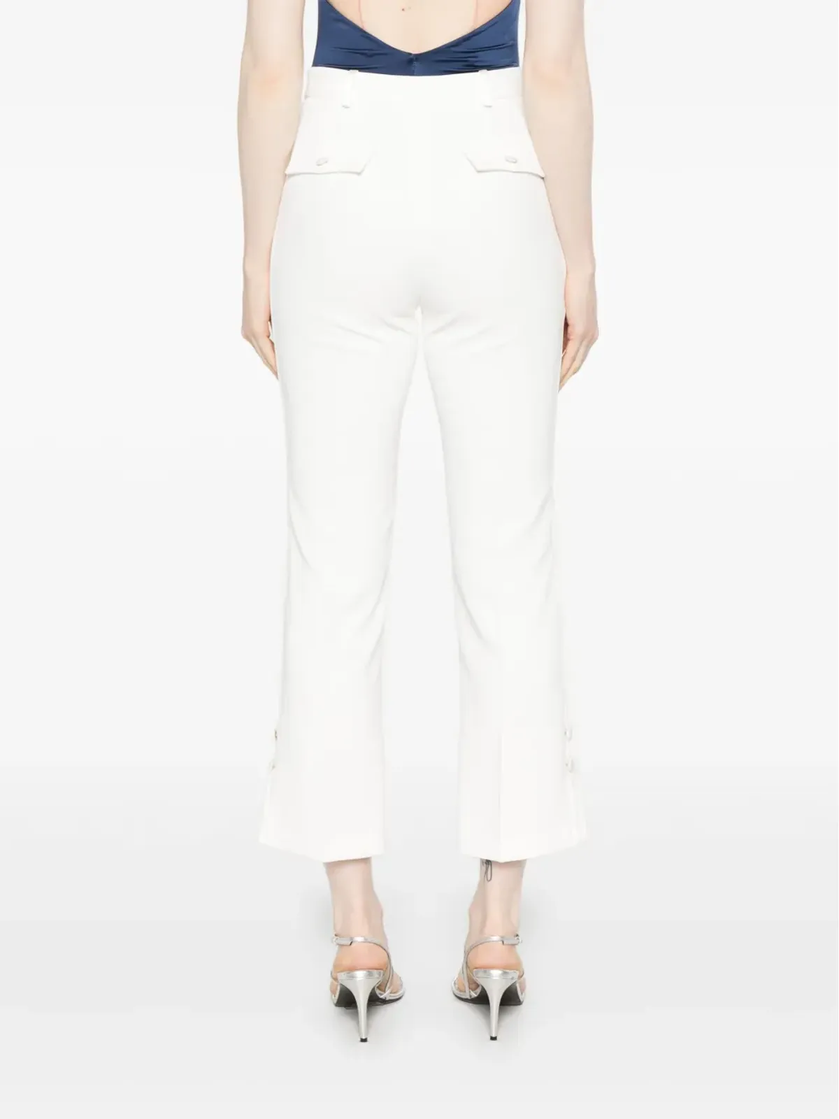Elisabetta Franchi サテンバンド付きクレープパンツ - 画像4