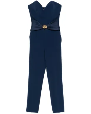 Elisabetta Franchi リボンディテール クレープ ジャンプスーツ ブルー - サムネイル1