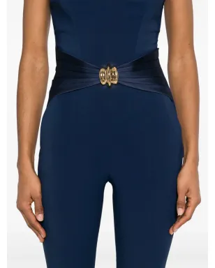 Elisabetta Franchi リボンディテール クレープ ジャンプスーツ ブルー - サムネイル5