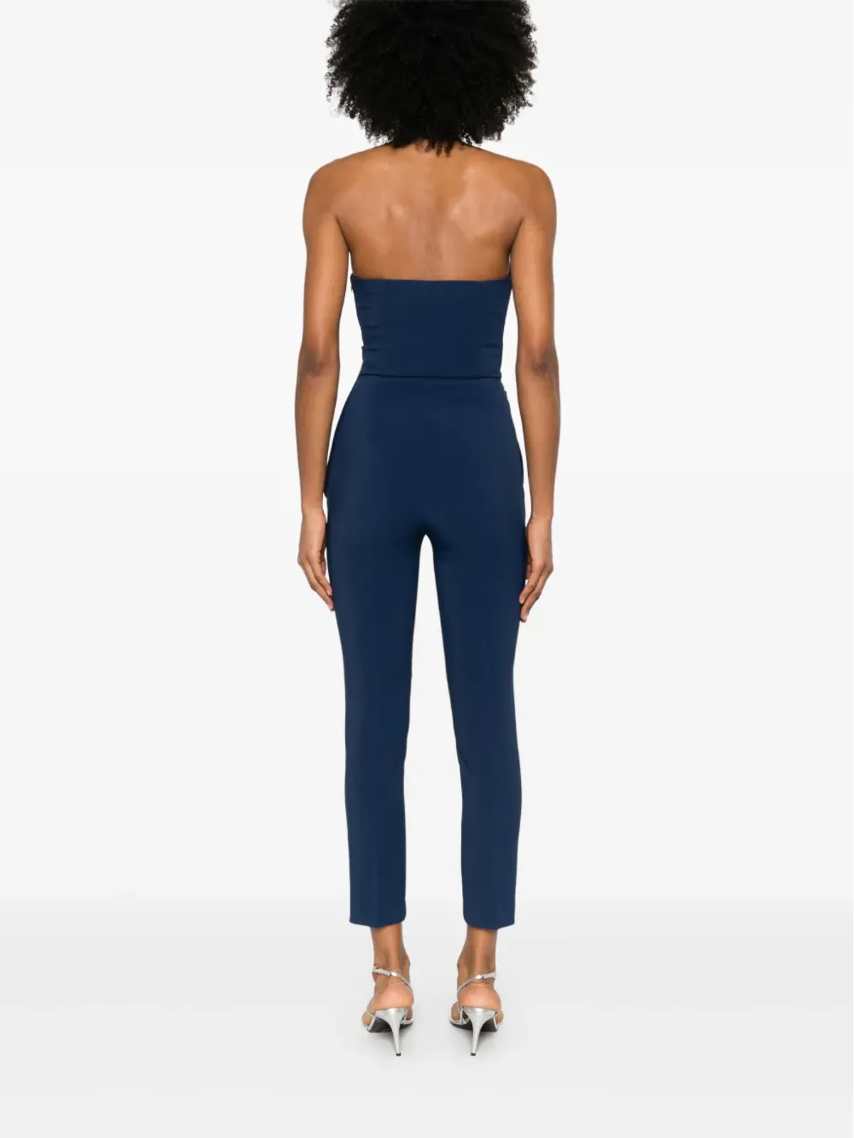 Elisabetta Franchi リボンディテール クレープ ジャンプスーツ ブルー - 画像4