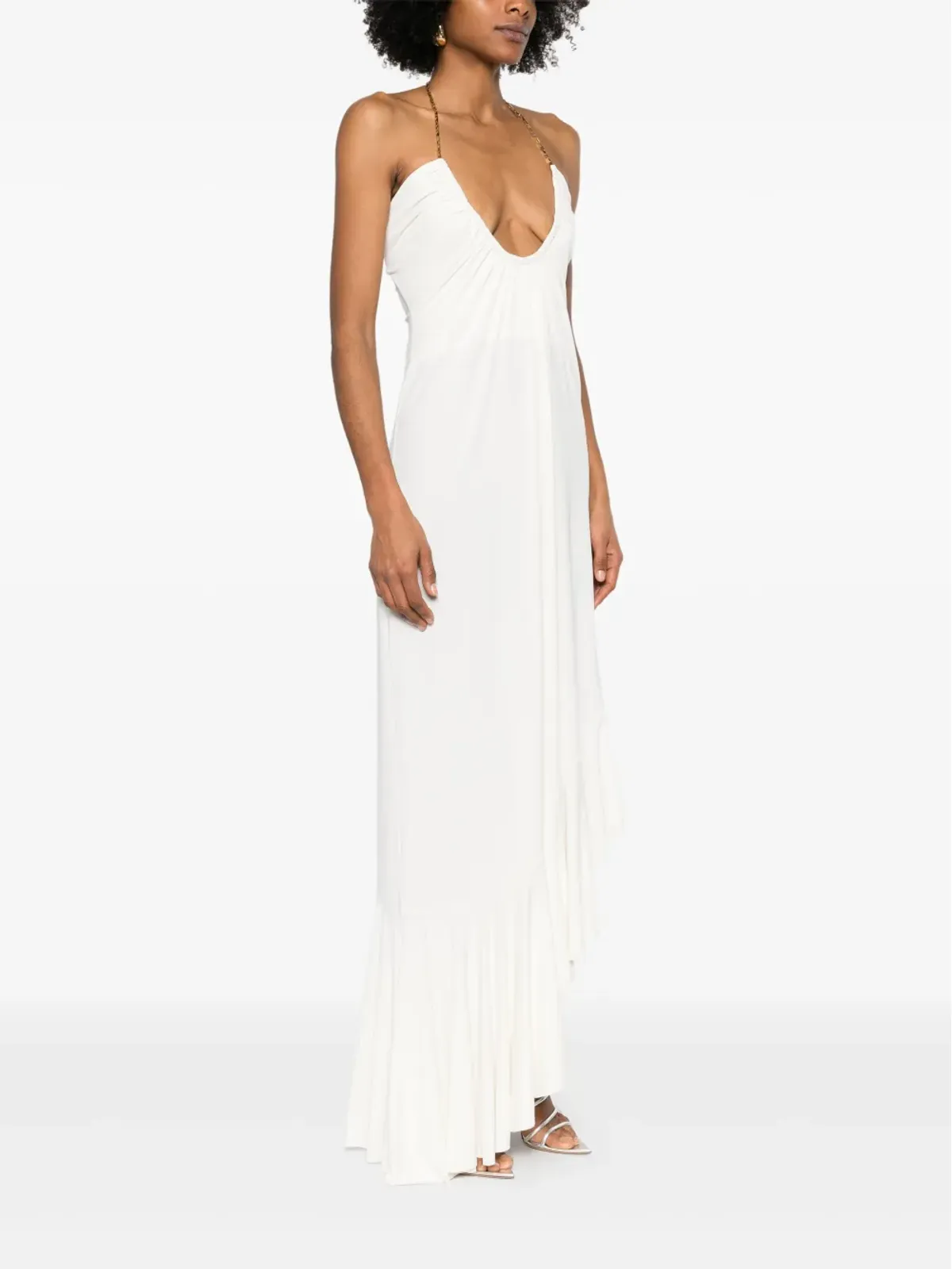 Amen chain-detail gown - Neutrals - 画像3
