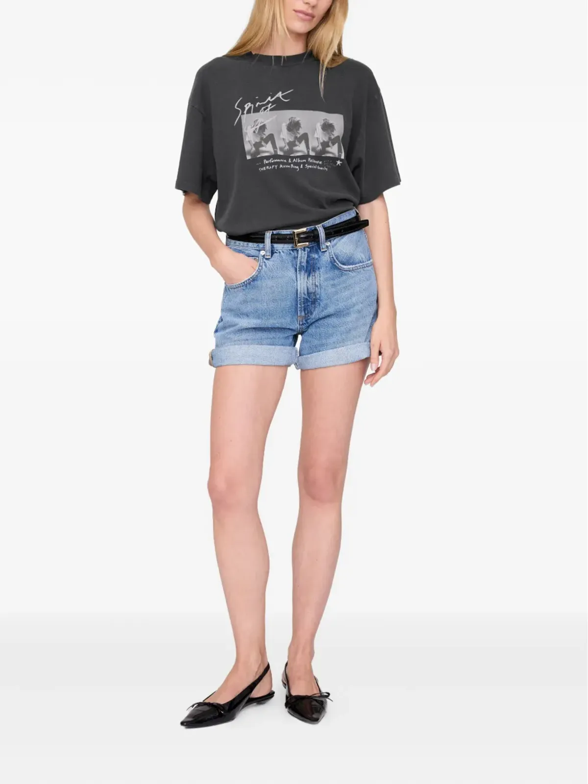 ANINE BING Ashton グラフィックプリントTシャツ グレー - 画像2