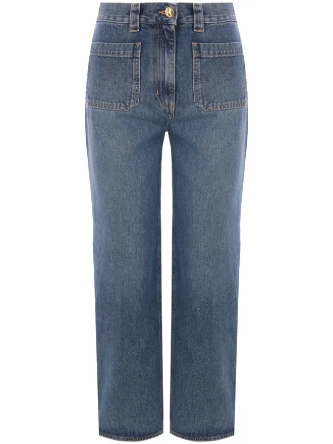 Elisabetta Franchi Elisabetta Franchi ミッドライズ クロップドジーンズ ブルーの商品画像