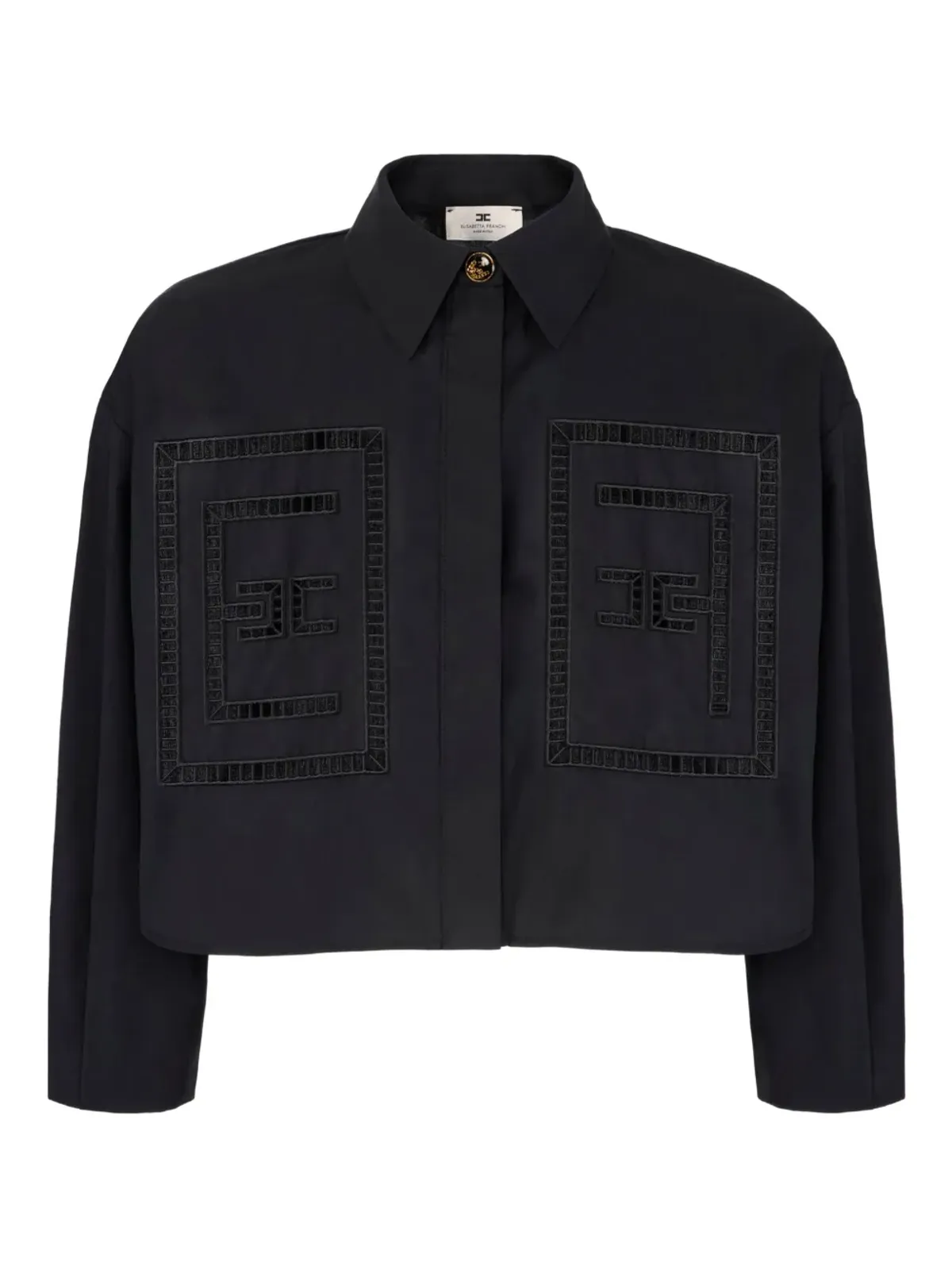 Elisabetta Franchi 刺繍入りクロップドシャツ ブラック - 画像1