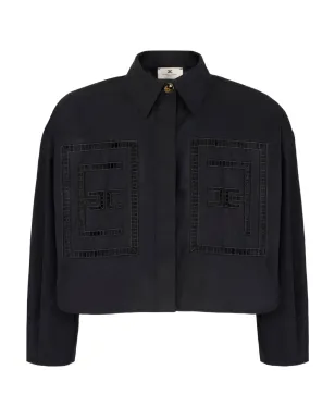 Elisabetta Franchi 刺繍入りクロップドシャツ ブラック - サムネイル1