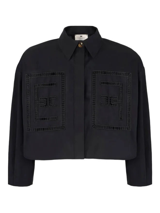 Elisabetta Franchi Elisabetta Franchi 刺繍入りクロップドシャツ ブラックの商品画像