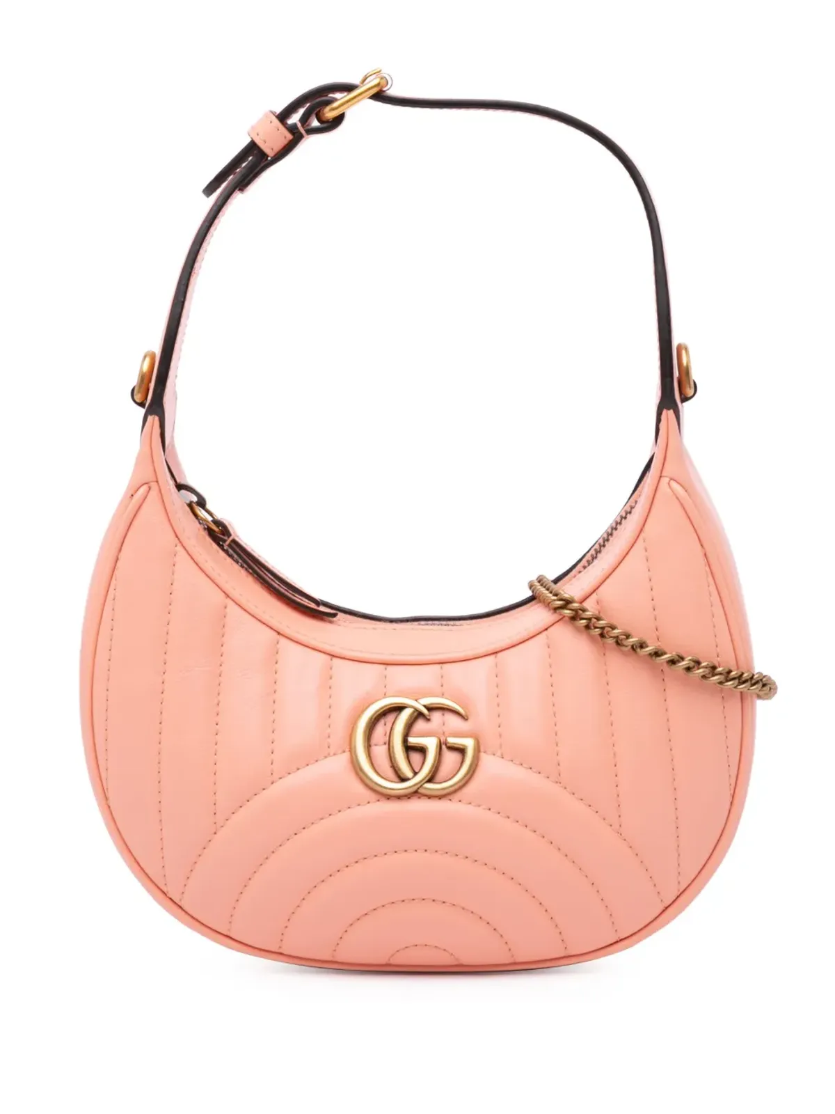 Gucci Pre-Owned 2016-2024 ミニ マテラッセ レザー GG Marmont ハーフムーン ホーボー サッチェル - ピンク - 画像1