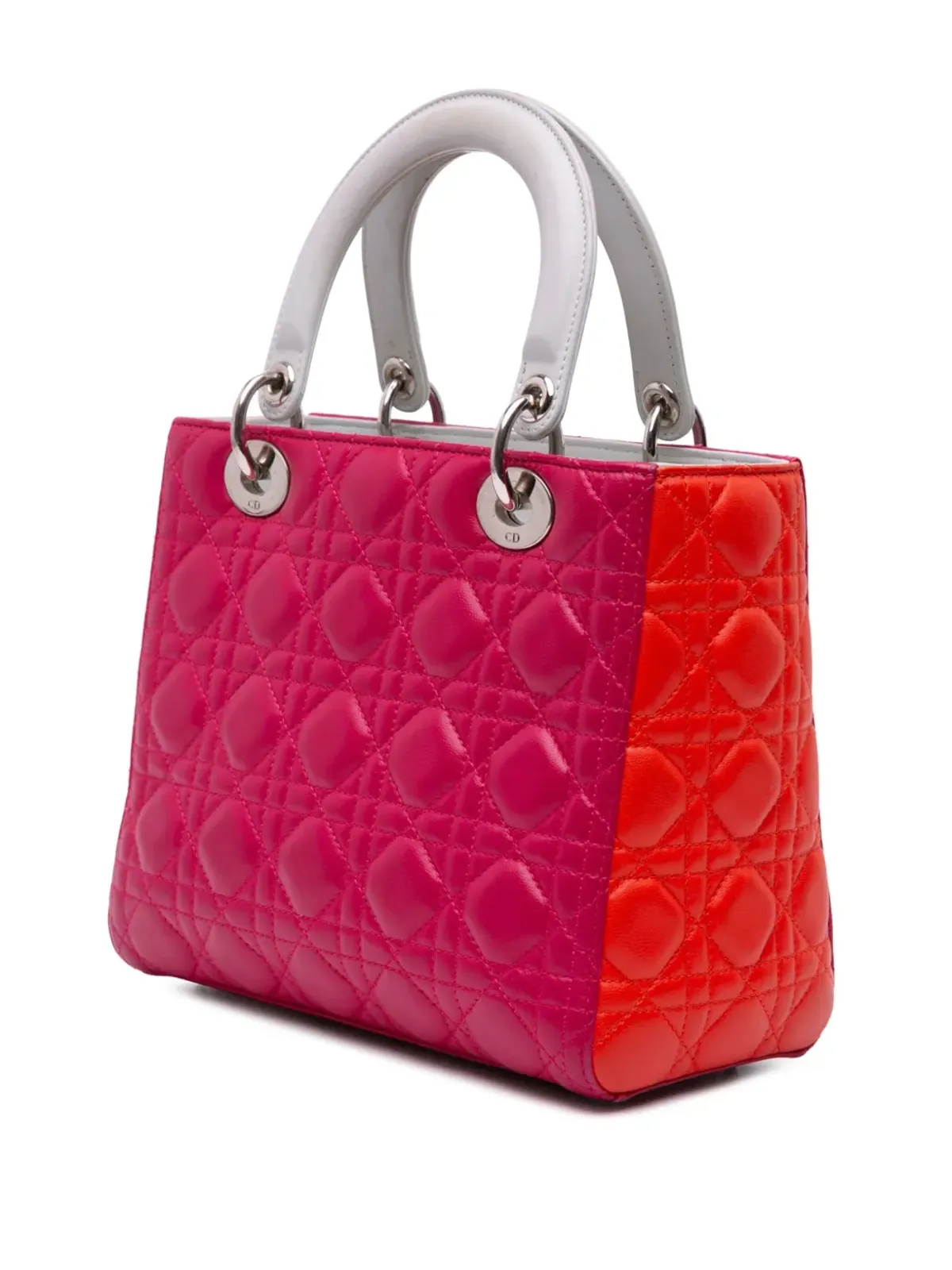 ビンテージ Christian Dior レディ ディオール サッチェル ピンク ラムスキン キャンネージュ - 画像2