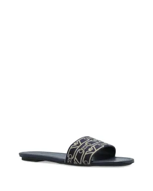 Emporio Armani モノグラムジャカード フラットサンダル - ブルー - サムネイル2