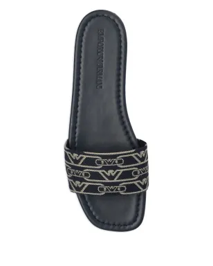 Emporio Armani モノグラムジャカード フラットサンダル - ブルー - サムネイル4