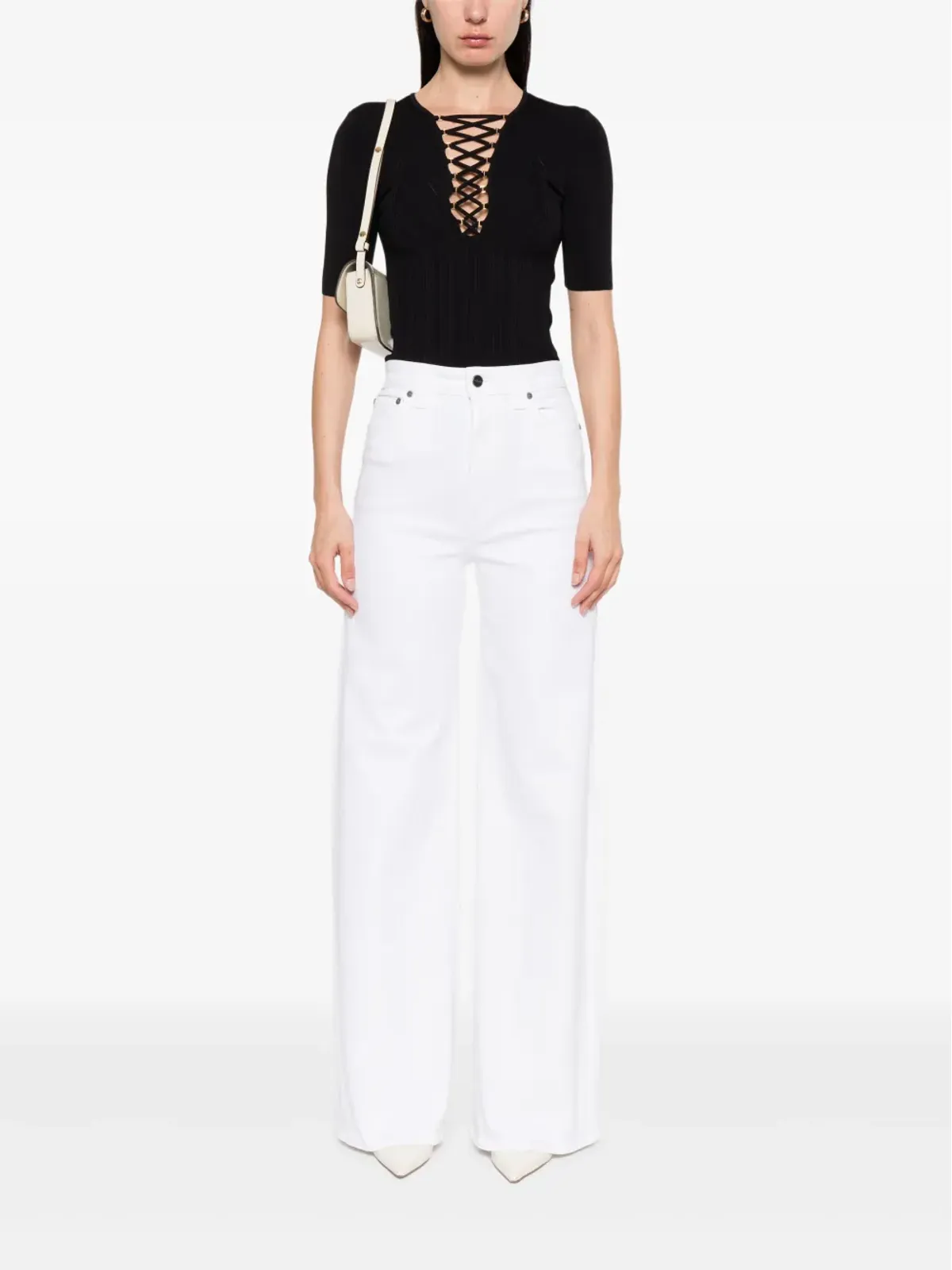 Elisabetta Franchi レースアップTシャツ - ブラック - 画像2