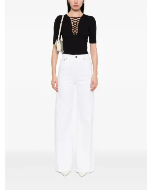 Elisabetta Franchi レースアップTシャツ - ブラック - サムネイル2