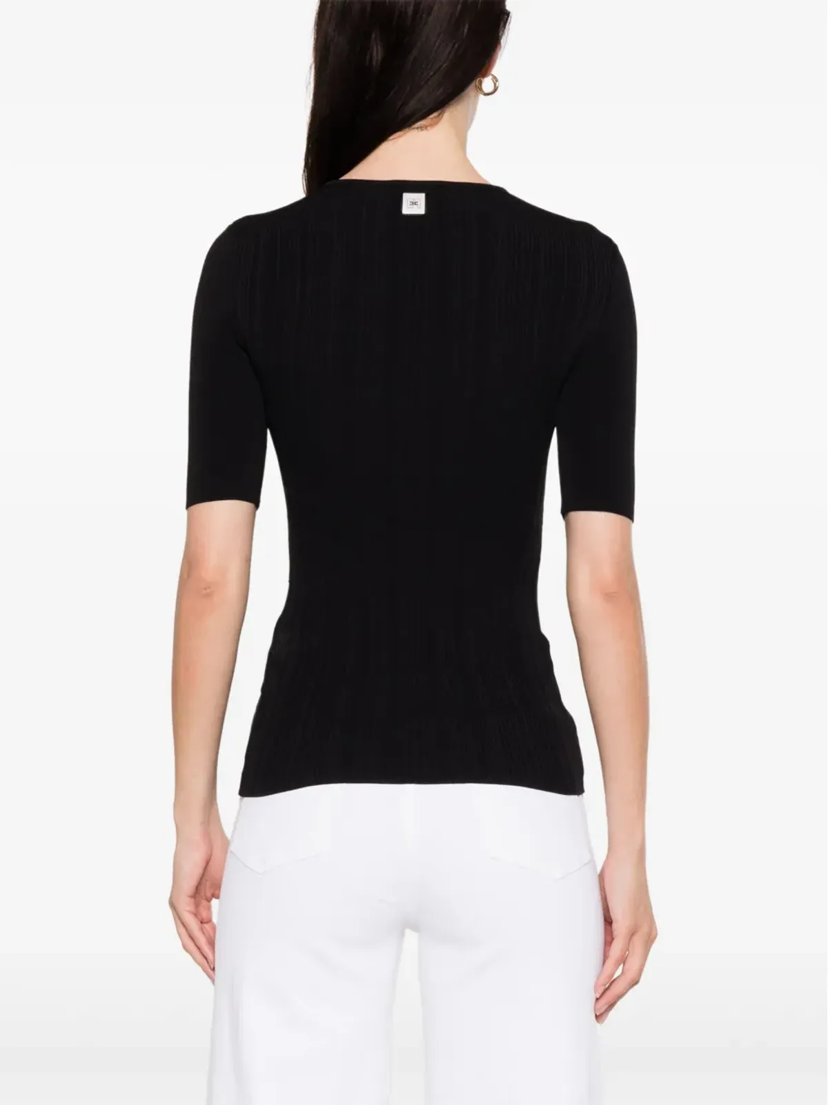 Elisabetta Franchi レースアップTシャツ - ブラック - 画像4