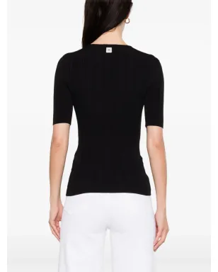 Elisabetta Franchi レースアップTシャツ - ブラック - サムネイル4