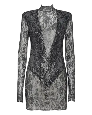 Philipp Plein クリスタルレース ミニドレス（ブラック） - サムネイル1