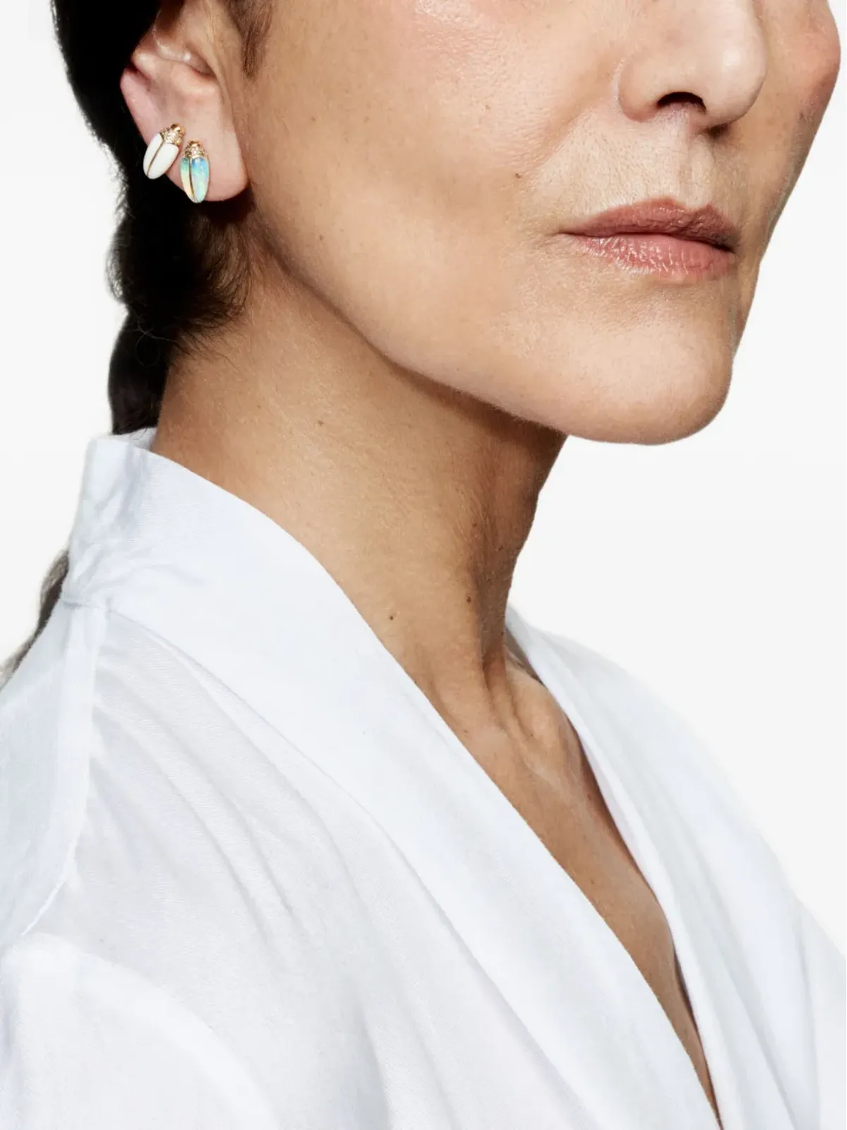 Bibi van der Velden 18kt イエローゴールド・マルチストーン・ミニ・スカラブ・スタッドピアス - 画像2