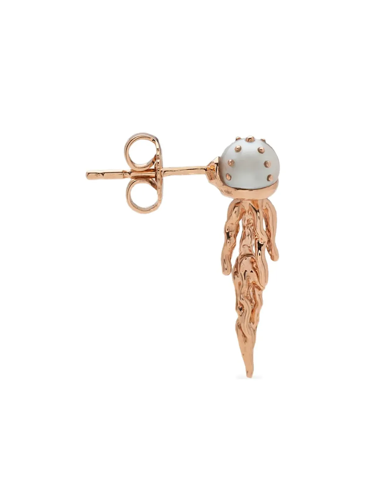 Bibi van der Velden 18K ローズゴールド ミニジェリーフィッシュ パール イヤリング - 画像3