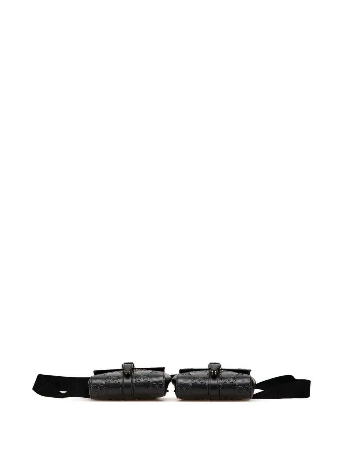 Gucci ビンテージ 2016年〜現在 GGエンボス加工・パンチ穴 ダブルベルトバッグ - ブラック - 画像3