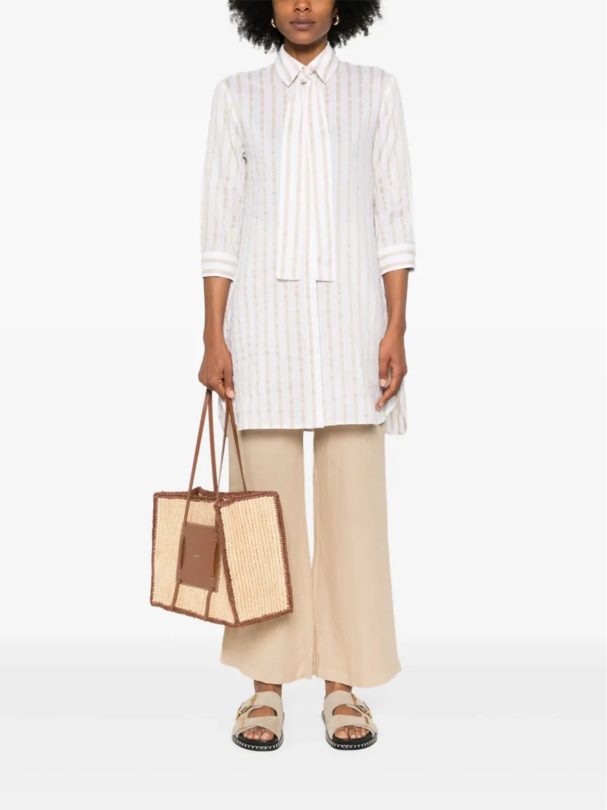 Mazzarelli striped shirt - Neutrals - 画像2