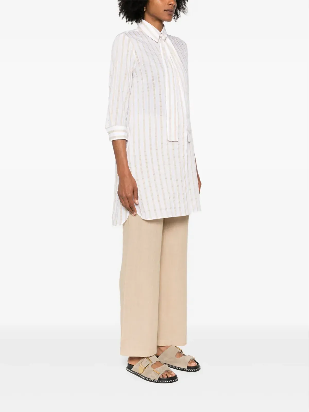 Mazzarelli striped shirt - Neutrals - 画像3