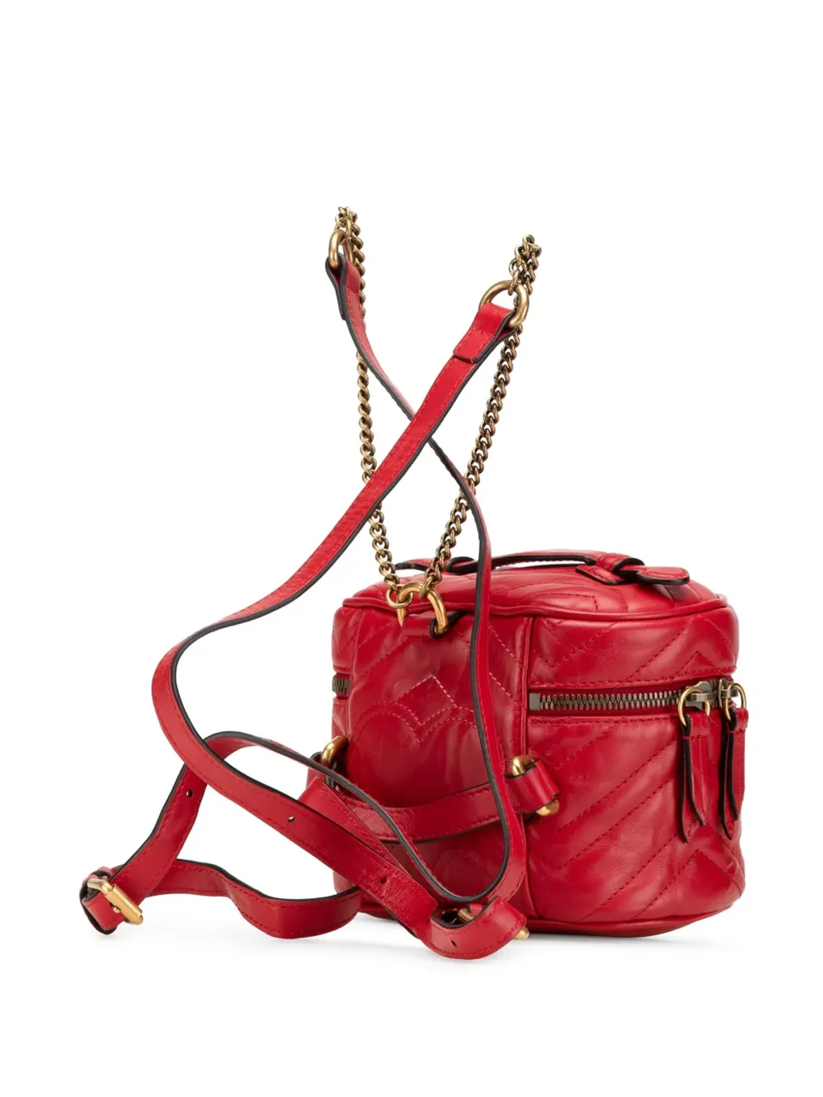 Gucci ビンテージ GG Marmont Round Matelassé Leather バックパック - 画像2