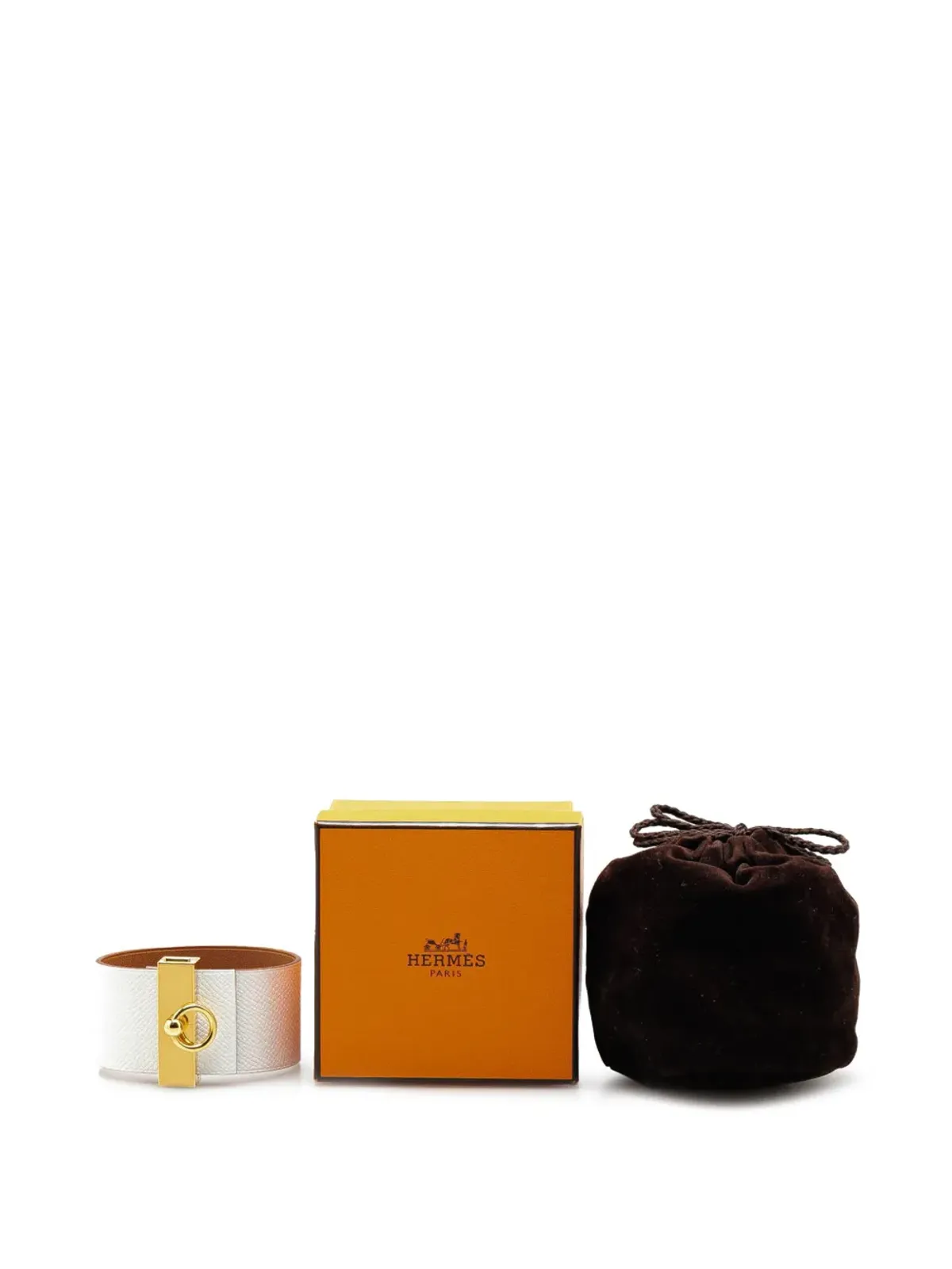 Hermès Pre-Owned 2014年製 2色エプソン レザー リバーシブル イルージョン ブレスレット コスチューム ブレスレット - ゴールド - 画像5